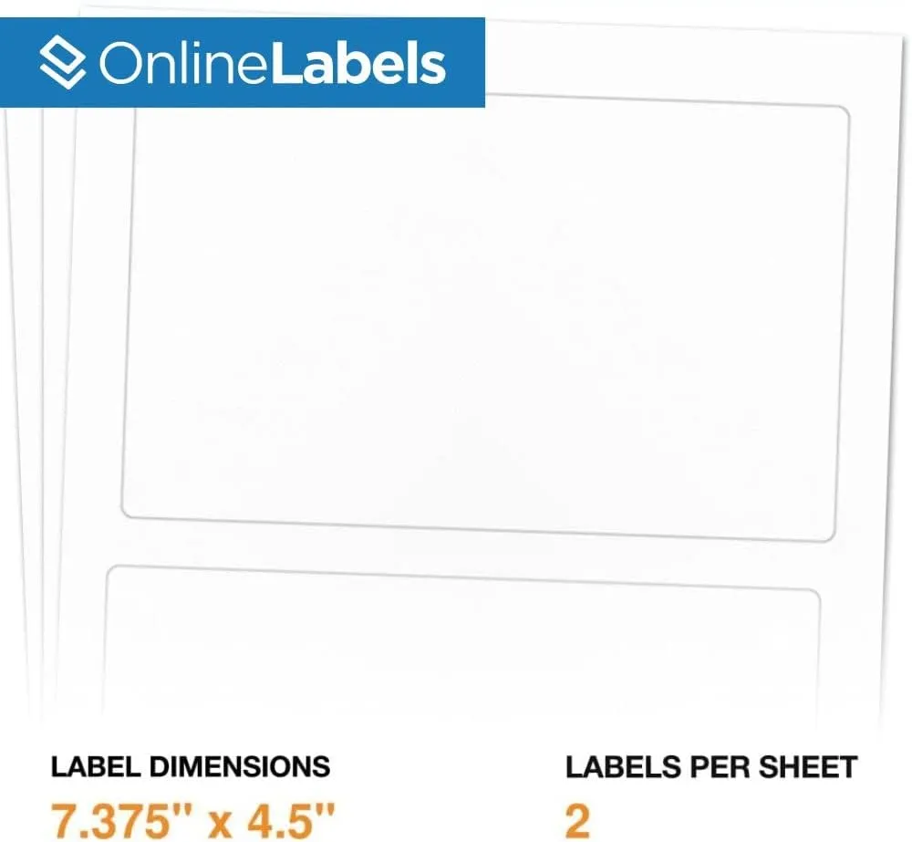 PayPal 7.375 x 4.5 Shipping Labels - Pack of 1,000 Labels, 500 Sheets - Inkjet/Laser Printer - Online Labels