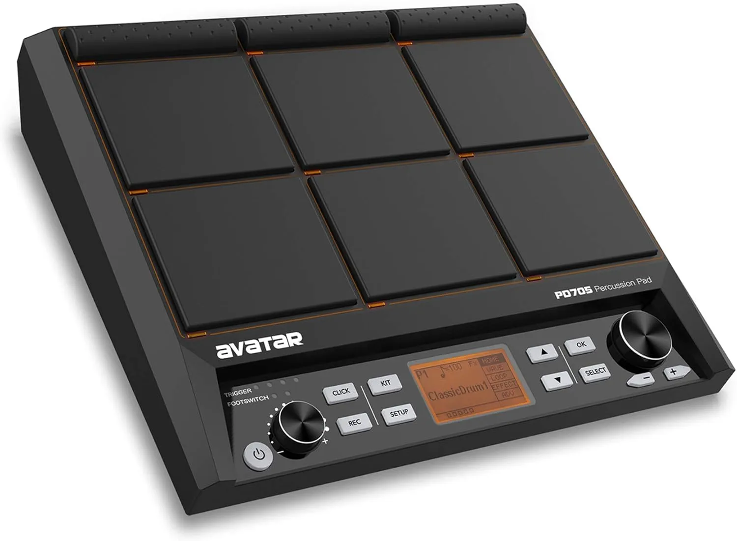 PD705 Sample Pad, Portable Multipad for Drummers, With 9 Velocity Sensitive Drum Pads, 592 Percussion Sounds, Support USB/MIDI In Out/AUX