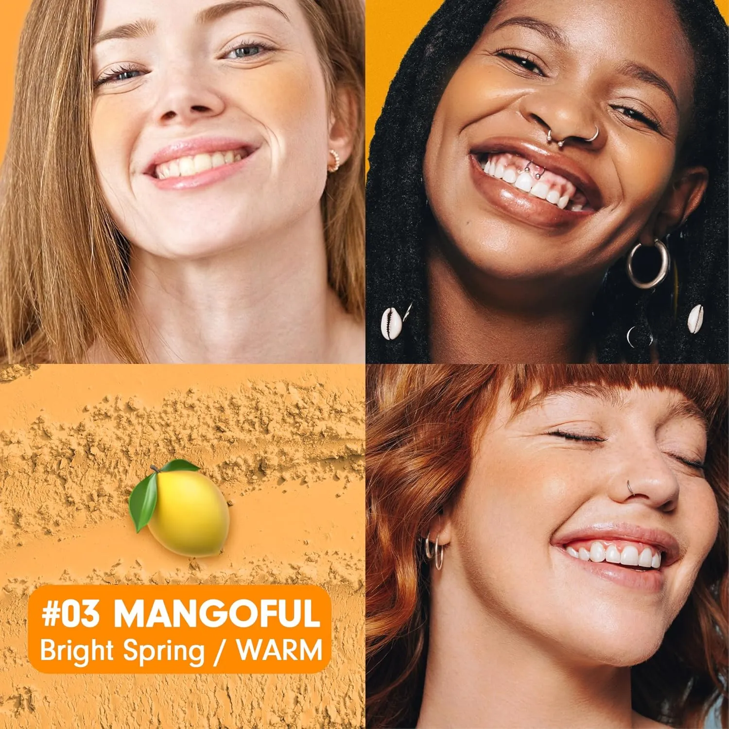 PEACH C Cheerful Blusher | Creamy Blush | Yellow Orange Makeup | Fine Pigmented Blush Powder Compact 0.14 Oz. (03 Mangoful)