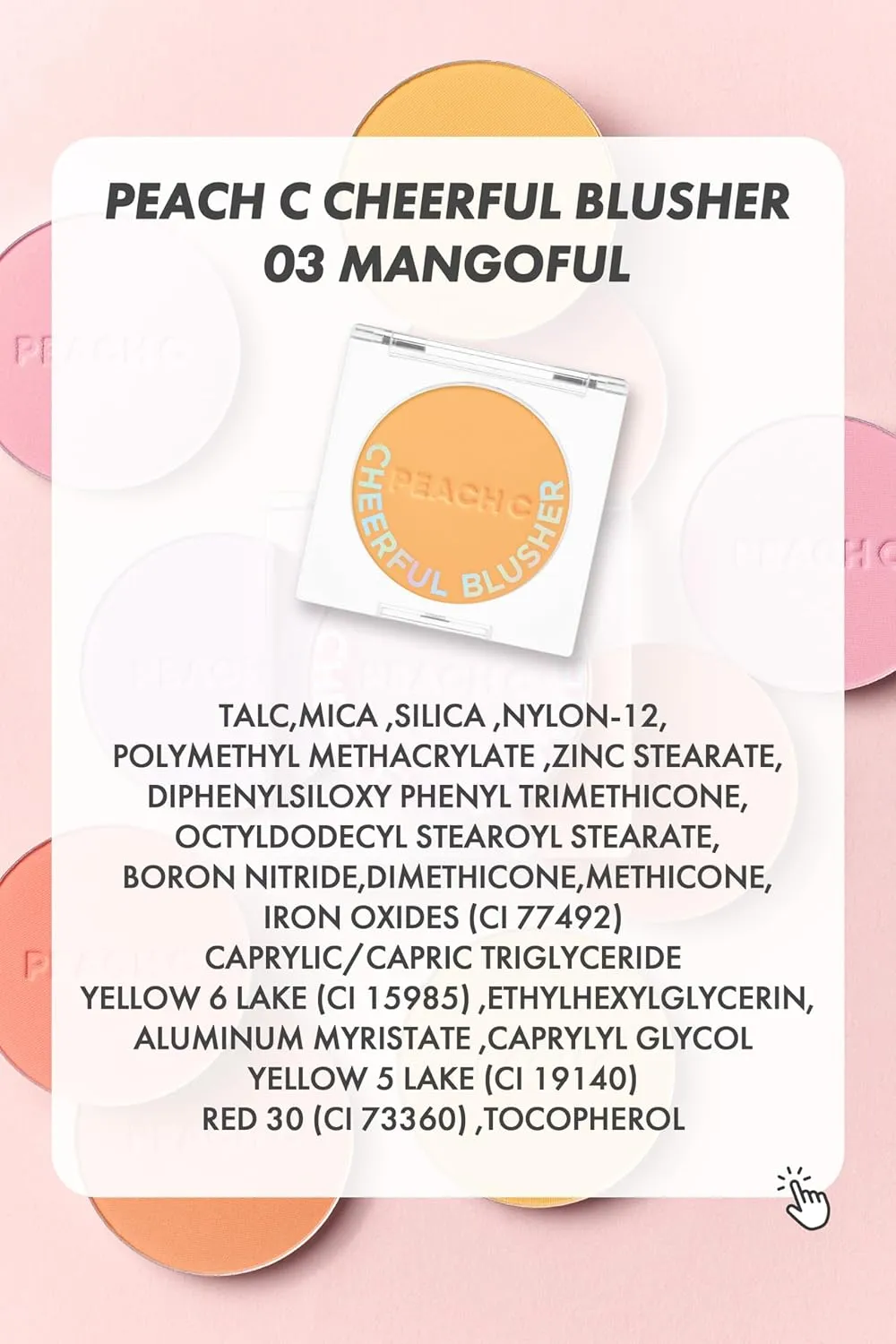 PEACH C Cheerful Blusher | Creamy Blush | Yellow Orange Makeup | Fine Pigmented Blush Powder Compact 0.14 Oz. (03 Mangoful)