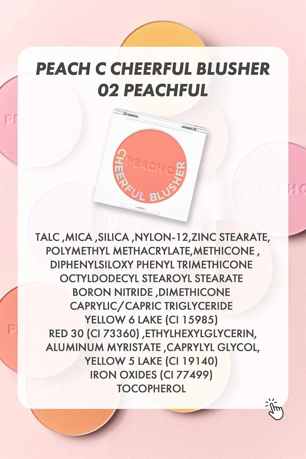 PEACH C Cheerful Blusher | Creamy Powder Blush for Cheeks | Korean Makeup | Fine Pigmented | Compact Make Up 0.14 Oz. (02 Peachful)