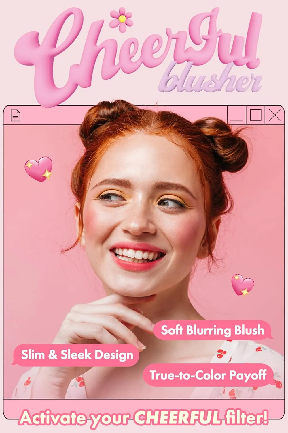PEACH C Cheerful Blusher - Orange Blush for Cheeks - Korean Makeup Creamy Powder - Fine Pigmented Compact Make Up (04 Carrotful, 0.14 oz)