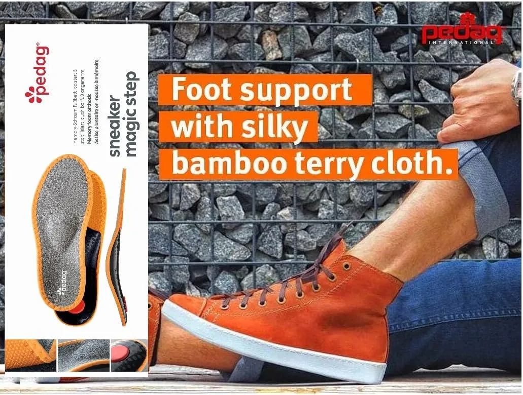 pedag Sneaker Magic Step Athletic Shoe Insoles, Handmade in Germany, Supporting The Ball, Arch and Heel of The Foot, Memory Foam Bed and Terrycloth Top, M10 / EU 43
