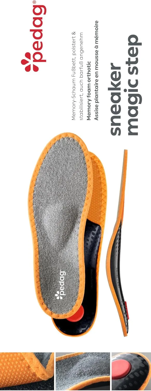 pedag Sneaker Magic Step Athletic Shoe Insoles, Handmade in Germany, Supporting The Ball, Arch and Heel of The Foot, Memory Foam Bed and Terrycloth Top, M10 / EU 43