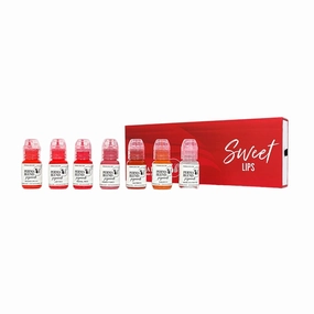 Perma Blend Sweet Lip Set - Pink & Red Tattoo Ink Set for Permanent Makeup - Lip Blushing & Microblading Kit -Tattoo Supplies for PMU - 6 Pigments   Shading Solution - Vegan (0.5 oz Each)