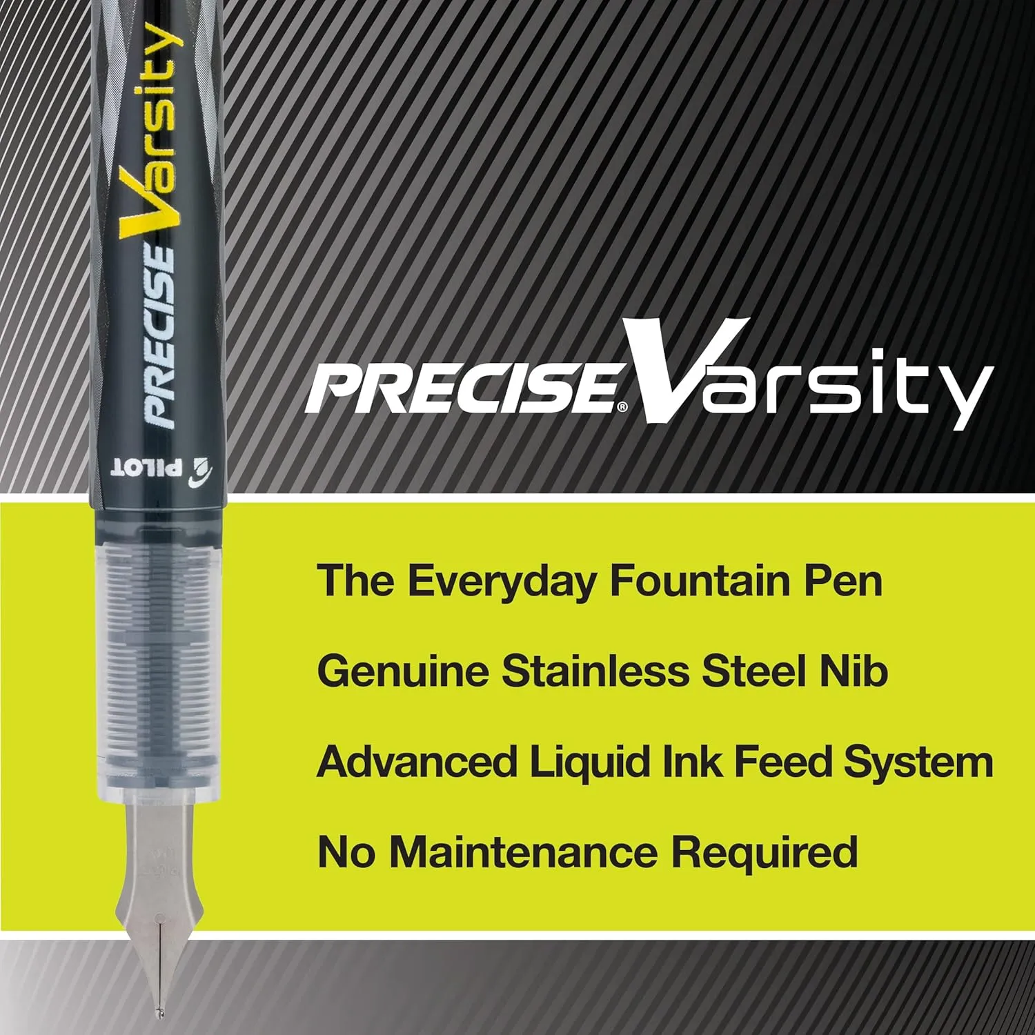 PILOT Precise Varsity Pre-Filled Fountain Pens, Medium Point Stainless Steel Nib, Blue Ink, 12-Pack (90011)