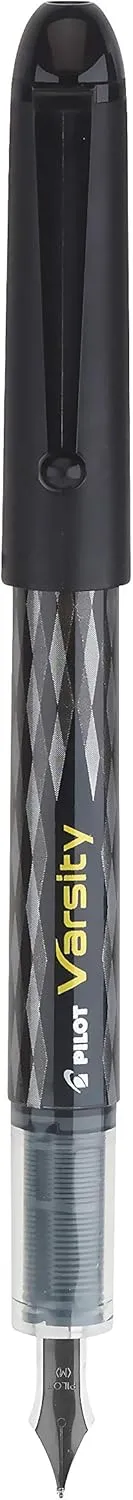 PILOT Varsity Pre-Filled Fountain Pens, Medium Point Stainless Steel Nib, Black Ink, 12-Pack