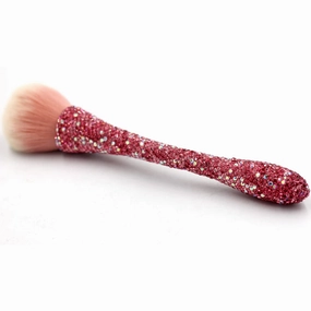 Pink Bling Rhinestone Large Mineral Powder Brush - 1 Piece (Synthetic Bristles, Nylon Material, Luxury Design, Perfect For Large Coverage Powder Bronzer Blush Blending Buffing)