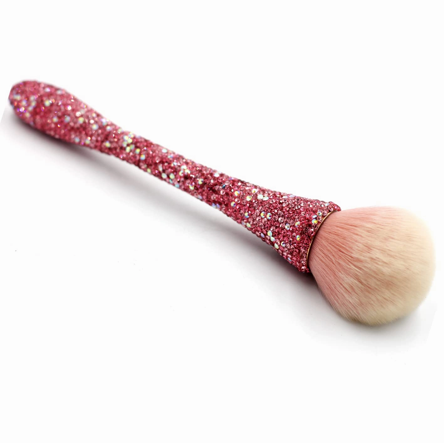 Pink Bling Rhinestone Large Mineral Powder Brush - 1 Piece (Synthetic Bristles, Nylon Material, Luxury Design, Perfect For Large Coverage Powder Bronzer Blush Blending Buffing)