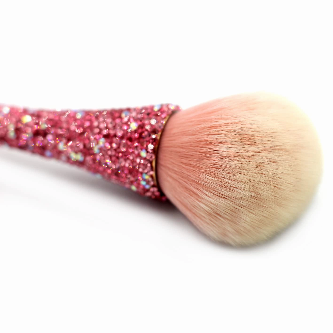 Pink Bling Rhinestone Large Mineral Powder Brush - 1 Piece (Synthetic Bristles, Nylon Material, Luxury Design, Perfect For Large Coverage Powder Bronzer Blush Blending Buffing)