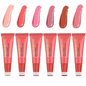 Pink Powder Powder Blusher Liquid Beauty Stick Soft and Durable Easy to Mix Soft Powder Powder Blusher Makeup Lasting Soft Natural Dew Shiny Velvet Texture (6PC, One Size)