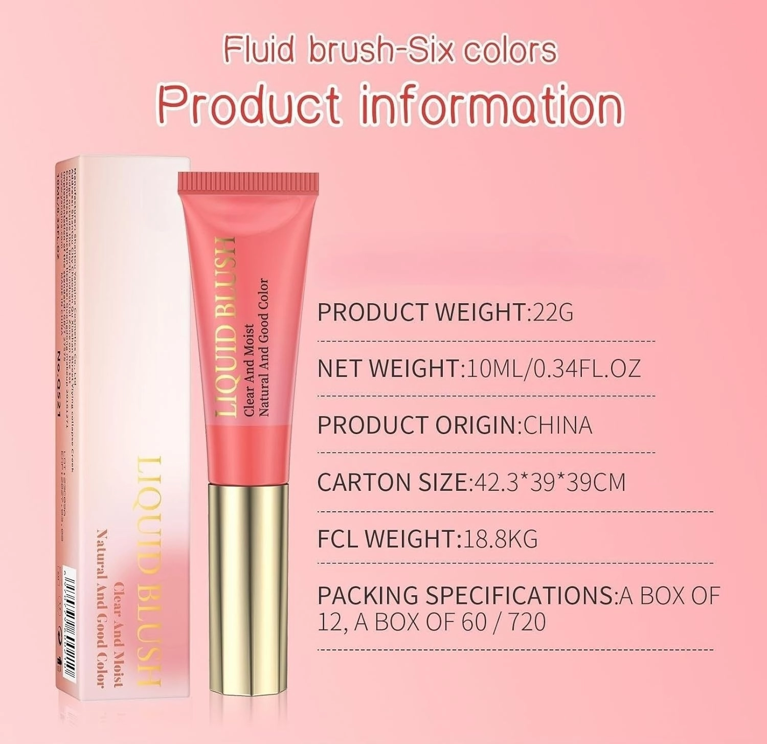 Pink Powder Powder Blusher Liquid Beauty Stick Soft and Durable Easy to Mix Soft Powder Powder Blusher Makeup Lasting Soft Natural Dew Shiny Velvet Texture (6PC, One Size)