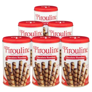 Pirouline Rolled Wafers – Chocolate Hazelnut – Rolled Wafer Sticks, Crème Filled Wafers, Rolled Cookies for Coffee, Tea, Ice Cream, Snacks, Parties, Gifts, and More – 14.1oz Tin 6pk