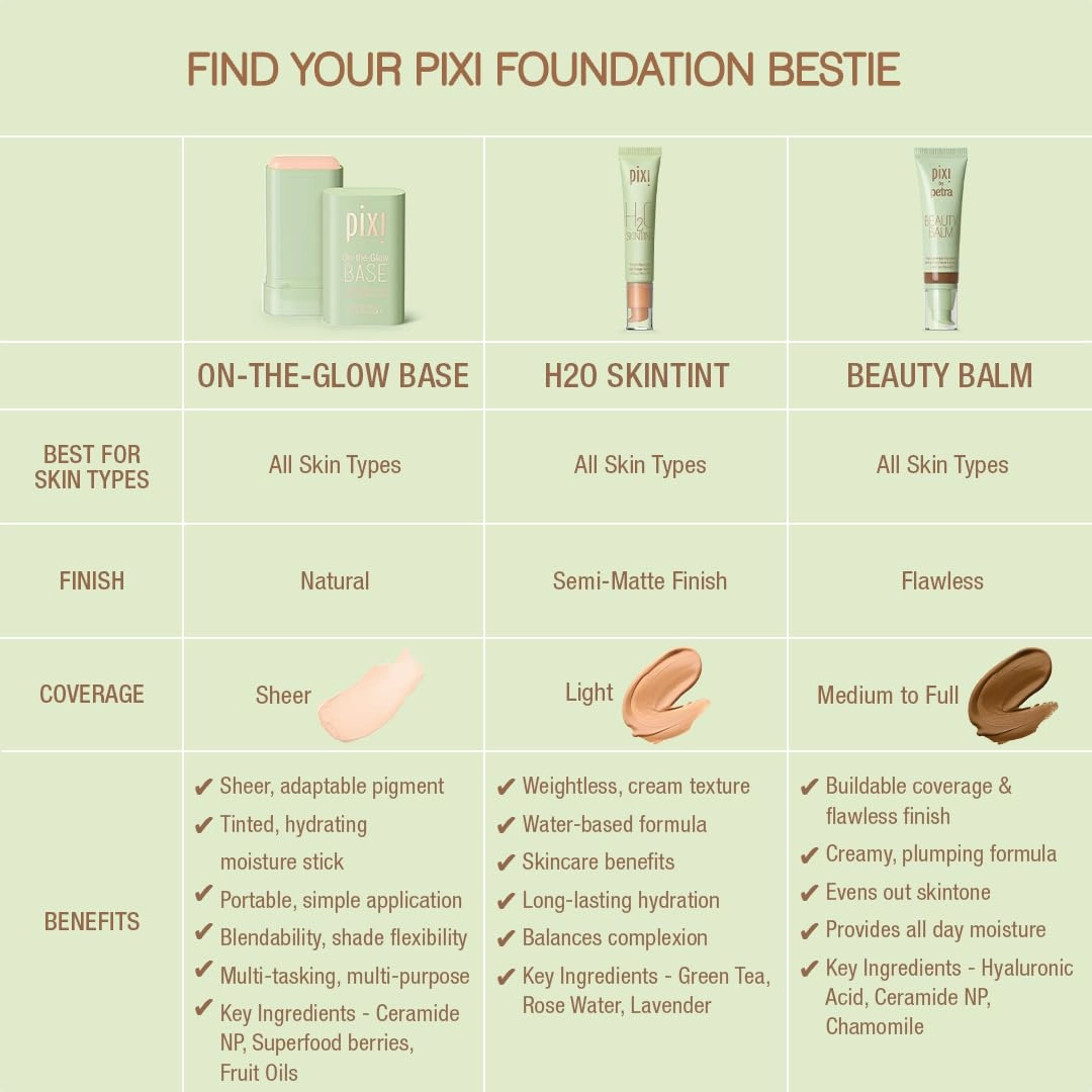 Pixi Beauty On-the-Glow Base| Tinted Moisturizer Foundation Stick | Cream: Fair/light, neutral shade| 0.6 oz / 19g