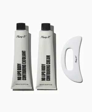 Plump It! No Lipo Body Contouring Kit | Slimming & Smoothing Body Exfolaint & Cream | Ceramic Gua Sha