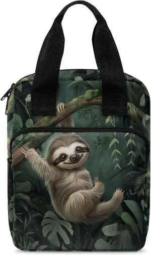 Poceacles Sloth Tropical Leaf Print Bible Cover for Kids Girls Book Carrying Case Scripture Bag with Handle Pockets Childrens Handbook Cover Bible Protector Pouch Teens Church Bag