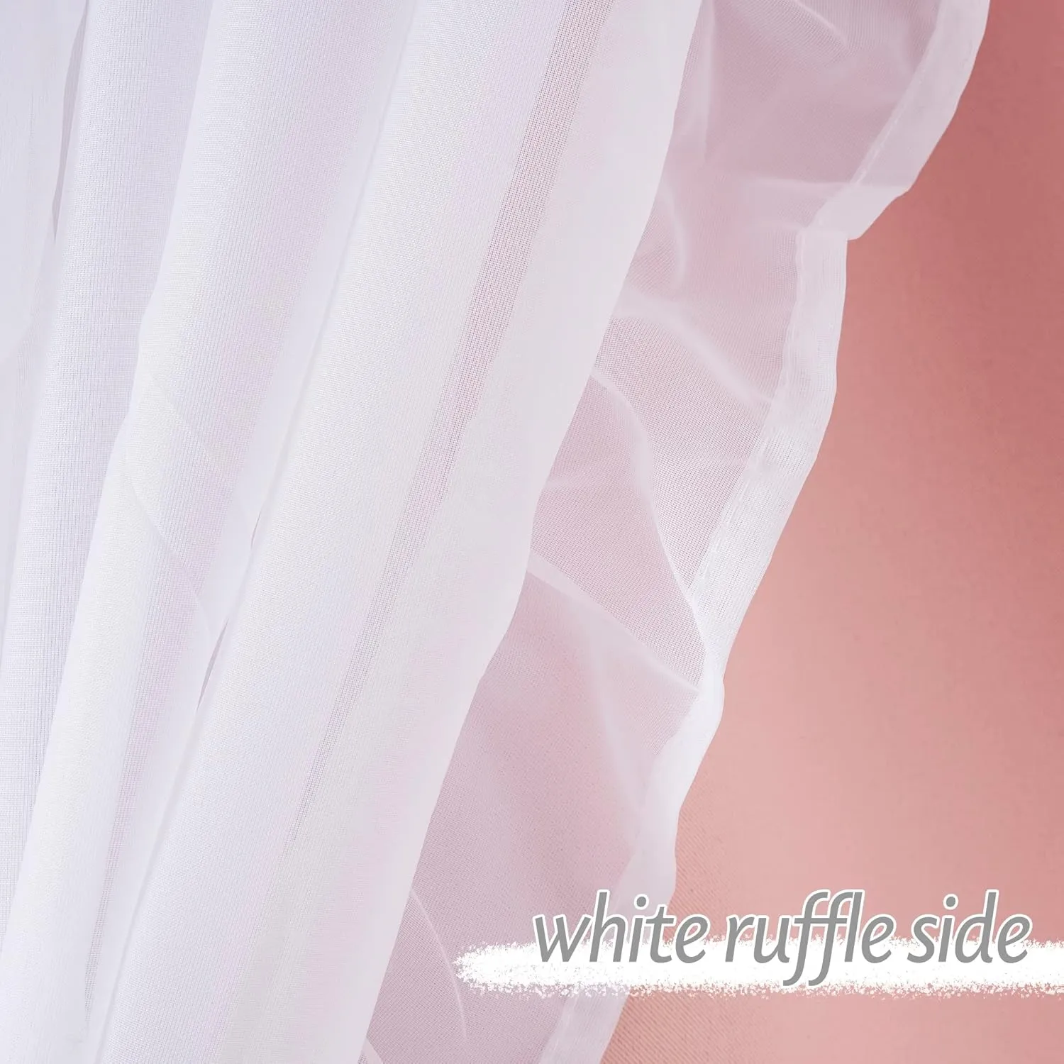 PONY DANCE Girls Curtains for Bedroom Decorative Drapes for Kids Double Layer Curtain Ruffle Sheer Overlay Room Darkening Pretty Chic Princess, 52x84 inch, Blush Pink, 2 PCs