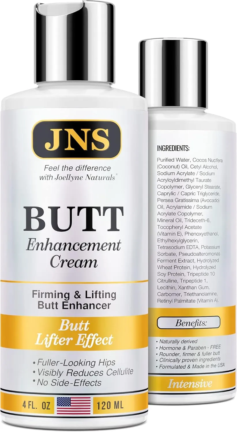 Powerful Butt Enlargement Cream - Made in USA - Firming & Lifting Effect - Hip Lift Up Formula for Fuller, Bigger, Natural Buttock Enhancement without Injections - 4 Fl Oz