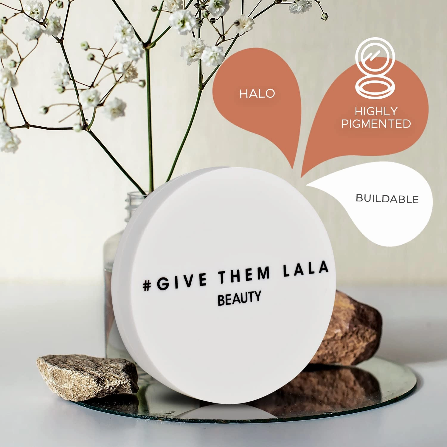 Pressed Highlighter By Give Them Lala- Highly Pigmented Powder Highlighter For Inner Corners, Cheekbones & Lips- Buildable Face Highlighter- Gluten-Free, Cruelty-Free & Vegan, Made In USA (Halo)