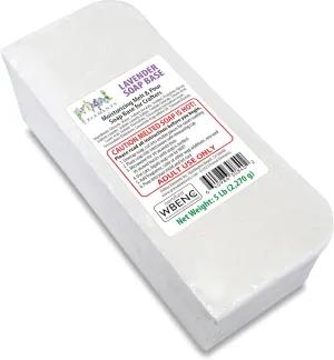 Primal Elements Lavender Essential Oil Soap Base - Moisturizing Melt and Pour Glycerin Soap Base for Crafting and Soap Making, Vegan, Cruelty Free, Easy to Cut - 5 Pound