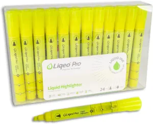 Pro Highlighters with Quick Drying & Non-Fading Free Liquid Ink - Chisel Tip - 24 Pack - Yellow