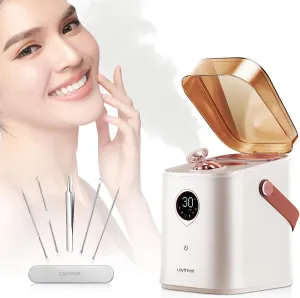 Professional 6-in-1 Facial Steamer, Loythrost Hot & Cool Aromatherapy Nano Ionic Face Steamer,Facial Kits for Women Skin Care at Home - Humidifier - Unclogs Pores - Blackheads