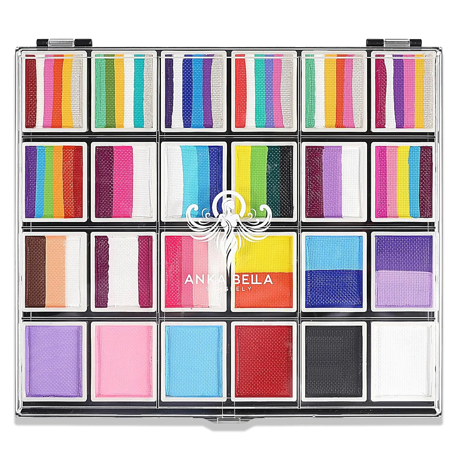 Professional Washable 24x10gm Face Paint for Kids & Adults,Water Based One Stroke Split Cake Face Painting Kit with Brushes,Non toxic ,Ideal for Easter/Parties/Halloween/Carnival