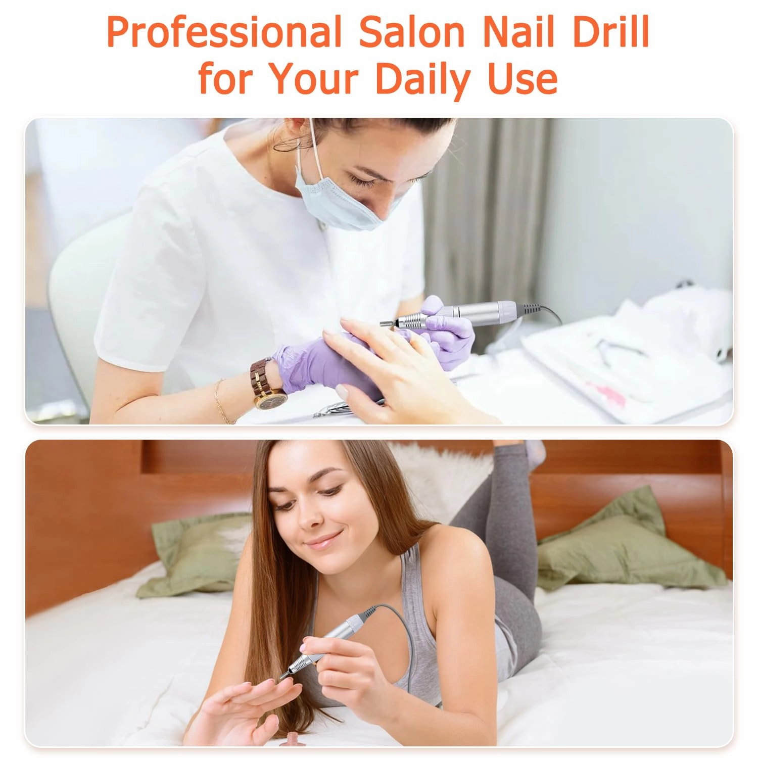 Professional Nail Drill Set 30000RPM E File Nail Drill Machine with Foot Pedal Nails Drill Bits Electric Acrylic Nail File Kits Nail Grinder for Gel Nails at Home Nail Salon Manicure Pedicure, White