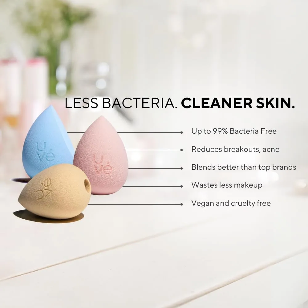 PURE Teardrop Makeup Blender Sponge, Streak Free Application of Liquid, Powder & Cream Foundation, Professional Complexion Blending Tool, Cruelty Free, Vegan, Latex Free