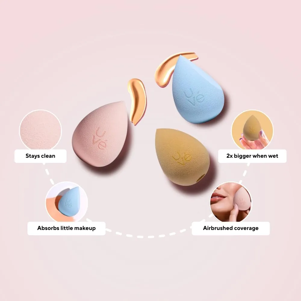 PURE Teardrop Makeup Blender Sponge, Streak Free Application of Liquid, Powder & Cream Foundation, Professional Complexion Blending Tool, Cruelty Free, Vegan, Latex Free