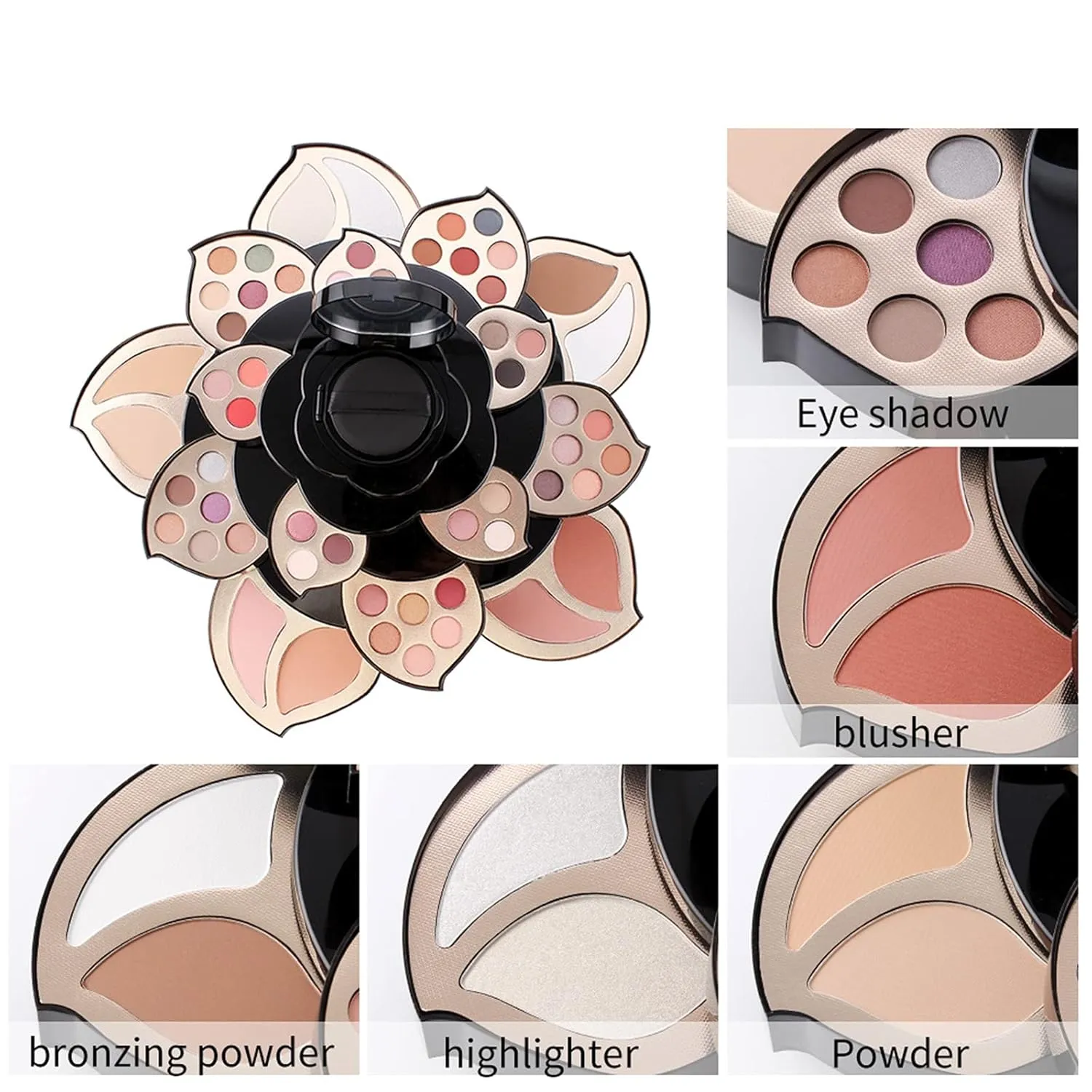 Pure Vie 56 Color All-in-One Holiday Gift Makeup Set Cosmetic Essential Starter Bundle Include Eyeshadow Palette Lipstick Concealer Blush Mascara Foundation Face Powder - Makeup Kit for Women Full Kit