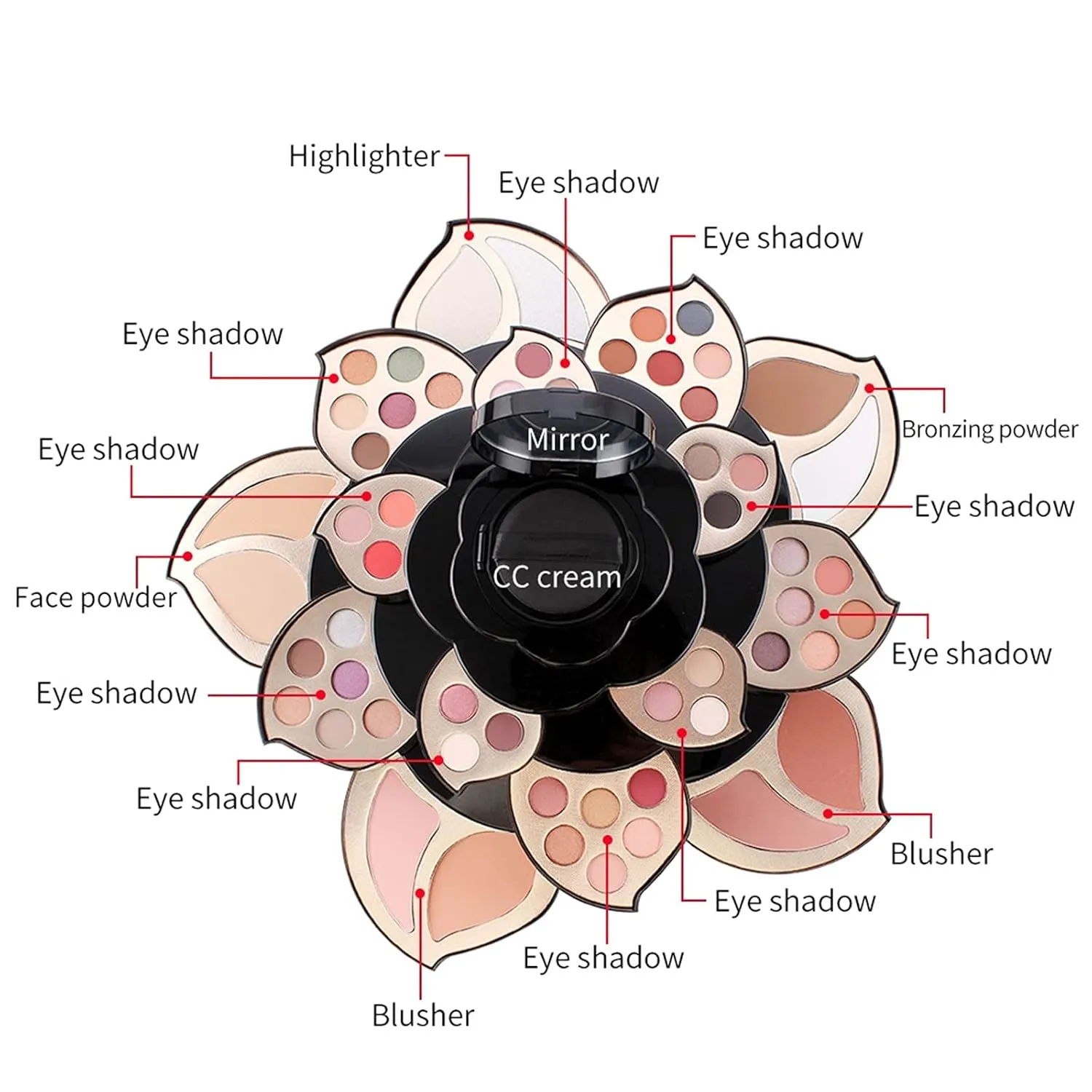 Pure Vie 56 Color All-in-One Holiday Gift Makeup Set Cosmetic Essential Starter Bundle Include Eyeshadow Palette Lipstick Concealer Blush Mascara Foundation Face Powder - Makeup Kit for Women Full Kit