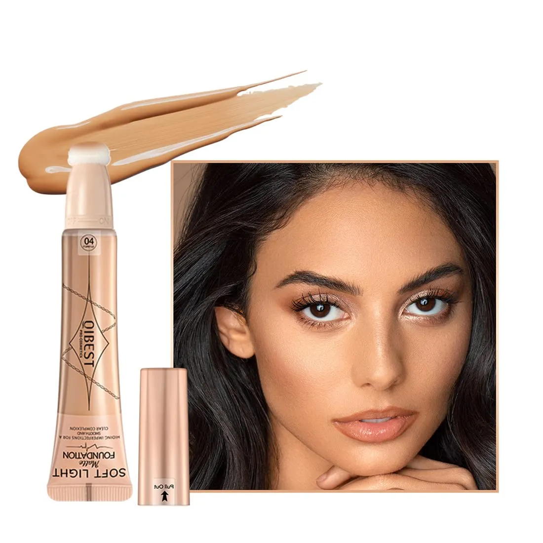 QiBest Air Cushion Waterproof liquid foundation Fully Covers Black Eyes concealer Matte Covers Invisible Pores Long term Natural Moisturizing Pure Essence Zero Cruel Women's Face Makeup Smooth and Light (B)