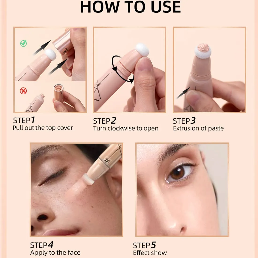QiBest Air Cushion Waterproof liquid foundation Fully Covers Black Eyes concealer Matte Covers Invisible Pores Long term Natural Moisturizing Pure Essence Zero Cruel Women's Face Makeup Smooth and Light (B)