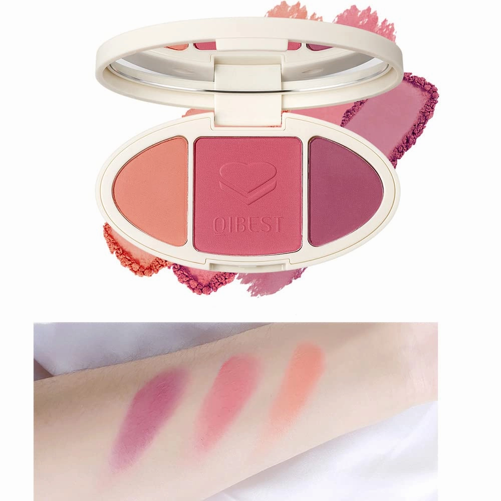 QiBest Facial Highlighting Contouring Blush 3-in-1 Matte Brightening Glitter Rouge Pan 5-Color Correcting Powder Foundation Contouring Beauty Cosmetics Lasting (A)