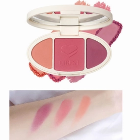 QiBest Facial Highlighting Contouring Blush 3-in-1 Matte Brightening Glitter Rouge Pan 5-Color Correcting Powder Foundation Contouring Beauty Cosmetics Lasting (A)