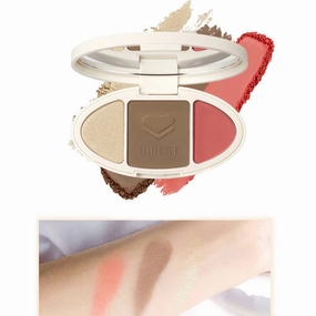 QiBest Facial Highlighting Contouring Blush 3-in-1 Matte Brightening Glitter Rouge Pan 5-Color Correcting Powder Foundation Contouring Beauty Cosmetics Lasting (D)