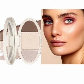 QiBest Facial Highlighting Contouring Blush 3-in-1 Matte Brightening Glitter Rouge Pan 5-Color Correcting Powder Foundation Contouring Beauty Cosmetics Lasting (E)