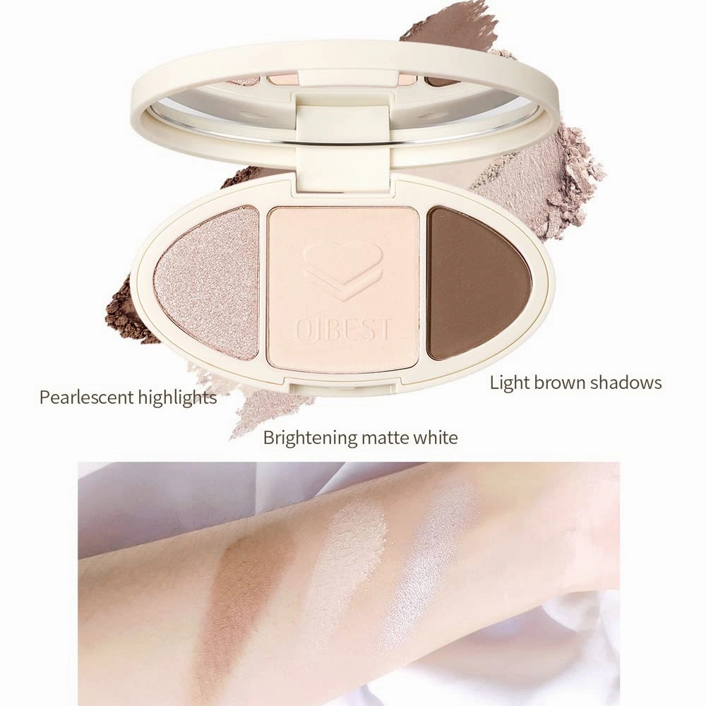 QiBest Facial Highlighting Contouring Blush 3-in-1 Matte Brightening Glitter Rouge Pan 5-Color Correcting Powder Foundation Contouring Beauty Cosmetics Lasting (E)