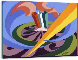 QSX Giacomo Balla Futurism Canvas Prints Famous Oil Painting Pochoir Patriotic Song at Villa Borghese Wall Art on Canvas for Home Decor 16x21 inches Unframed