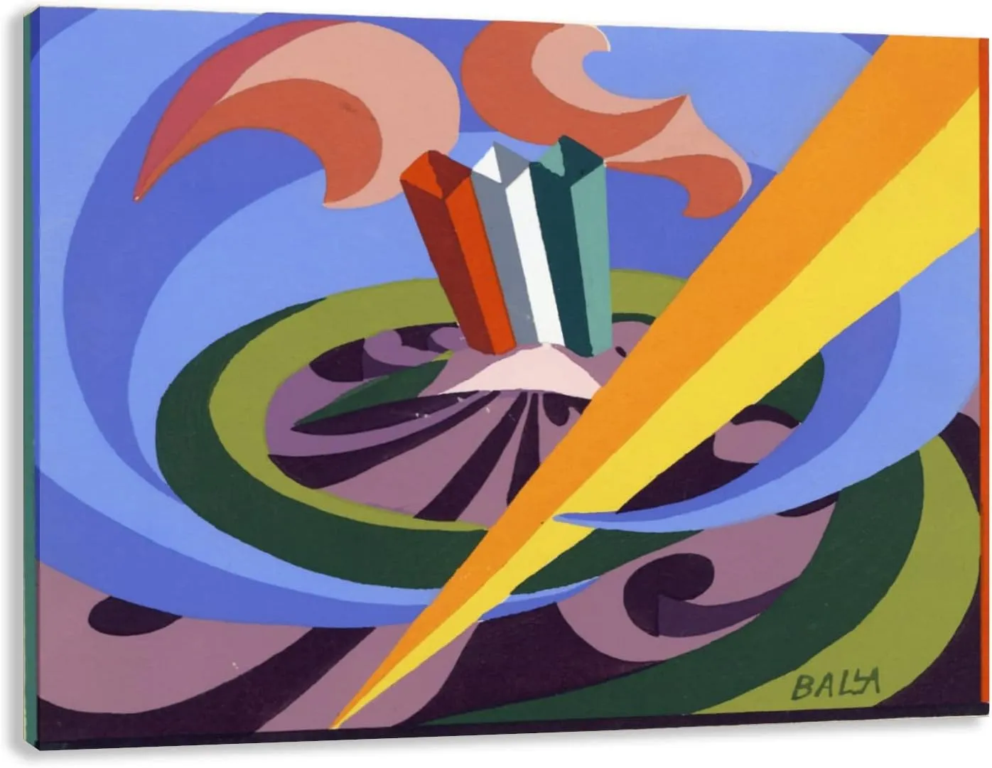 QSX Giacomo Balla Futurism Canvas Prints Famous Oil Painting Pochoir Patriotic Song at Villa Borghese Wall Art on Canvas for Home Decor 16x21 inches Unframed