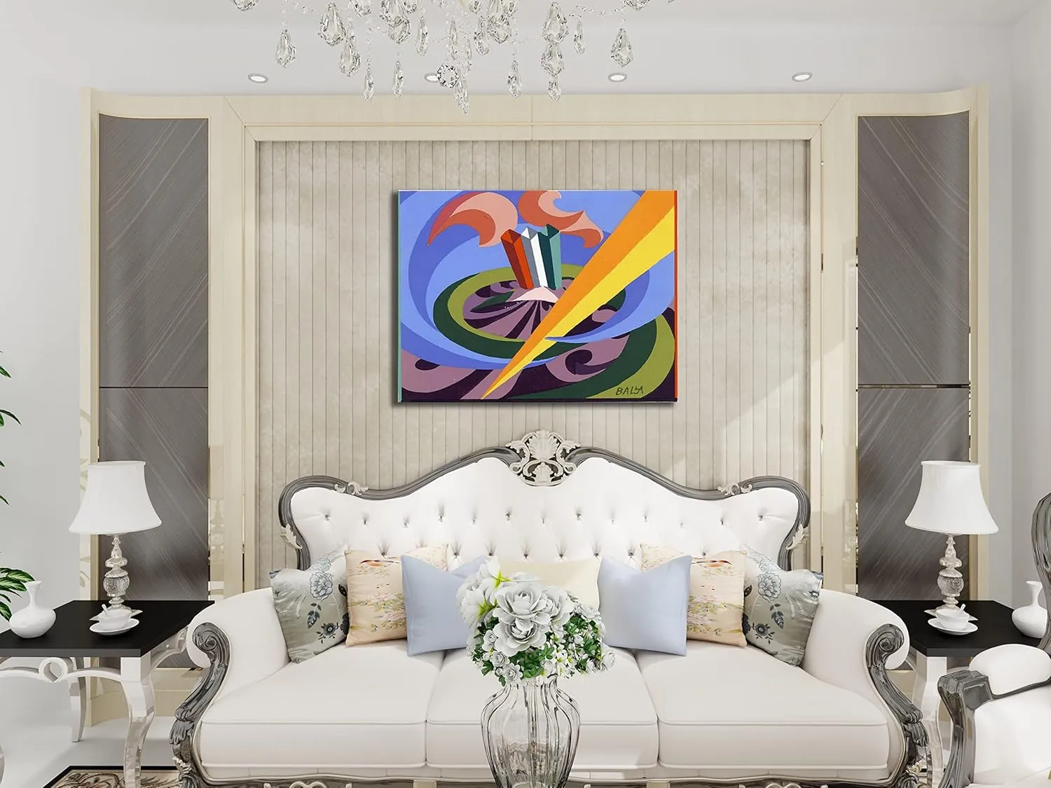 QSX Giacomo Balla Futurism Canvas Prints Famous Oil Painting Pochoir Patriotic Song at Villa Borghese Wall Art on Canvas for Home Decor 16x21 inches Unframed