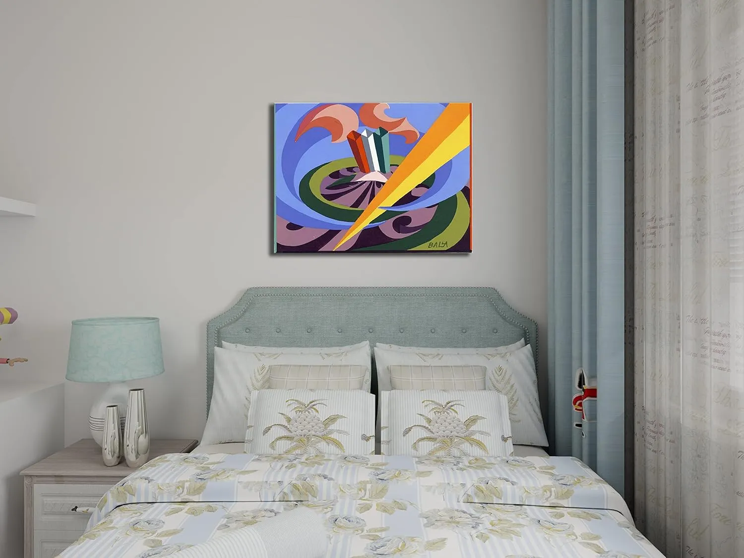 QSX Giacomo Balla Futurism Canvas Prints Famous Oil Painting Pochoir Patriotic Song at Villa Borghese Wall Art on Canvas for Home Decor 16x21 inches Unframed
