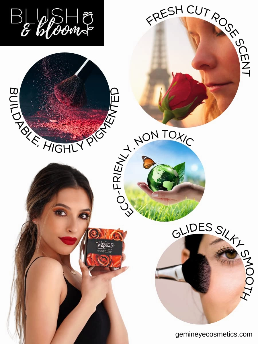Radiant Roses GEM IN EYE Blush & Bloom Classic Edition 3D Silk Rose Blush-On Powder Rose Makeup Blush