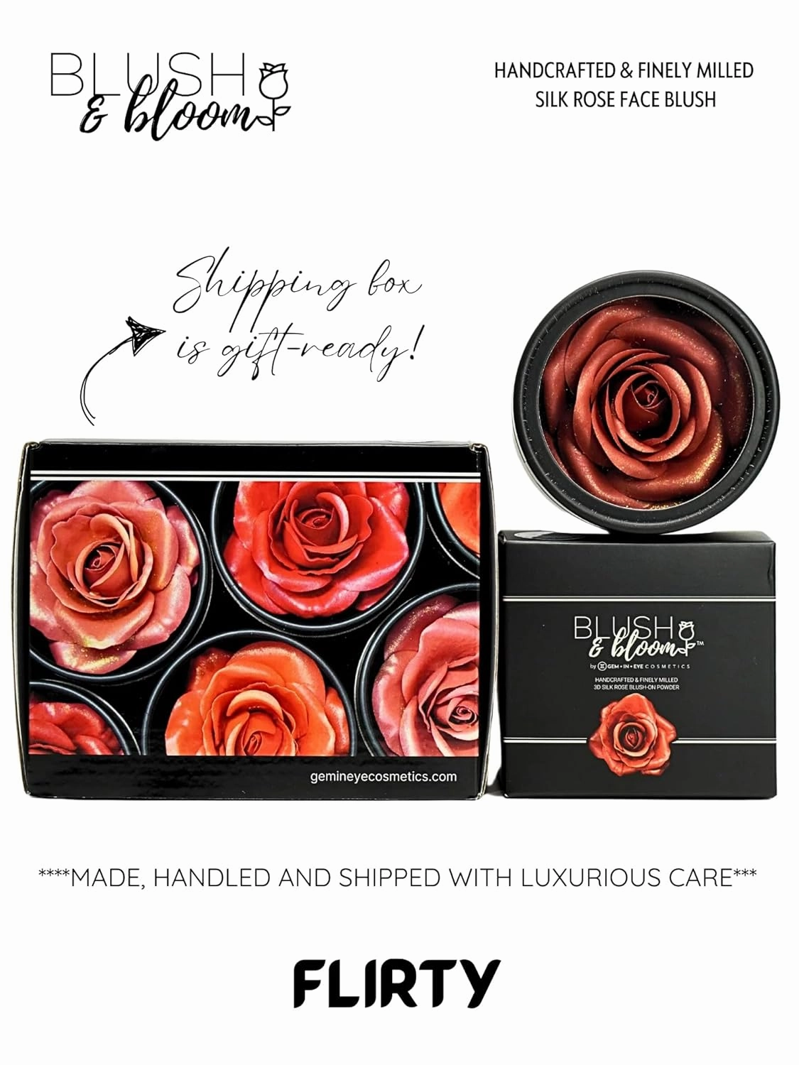 Radiant Roses GEM IN EYE Blush & Bloom Classic Edition 3D Silk Rose Blush-On Powder Rose Makeup Blush