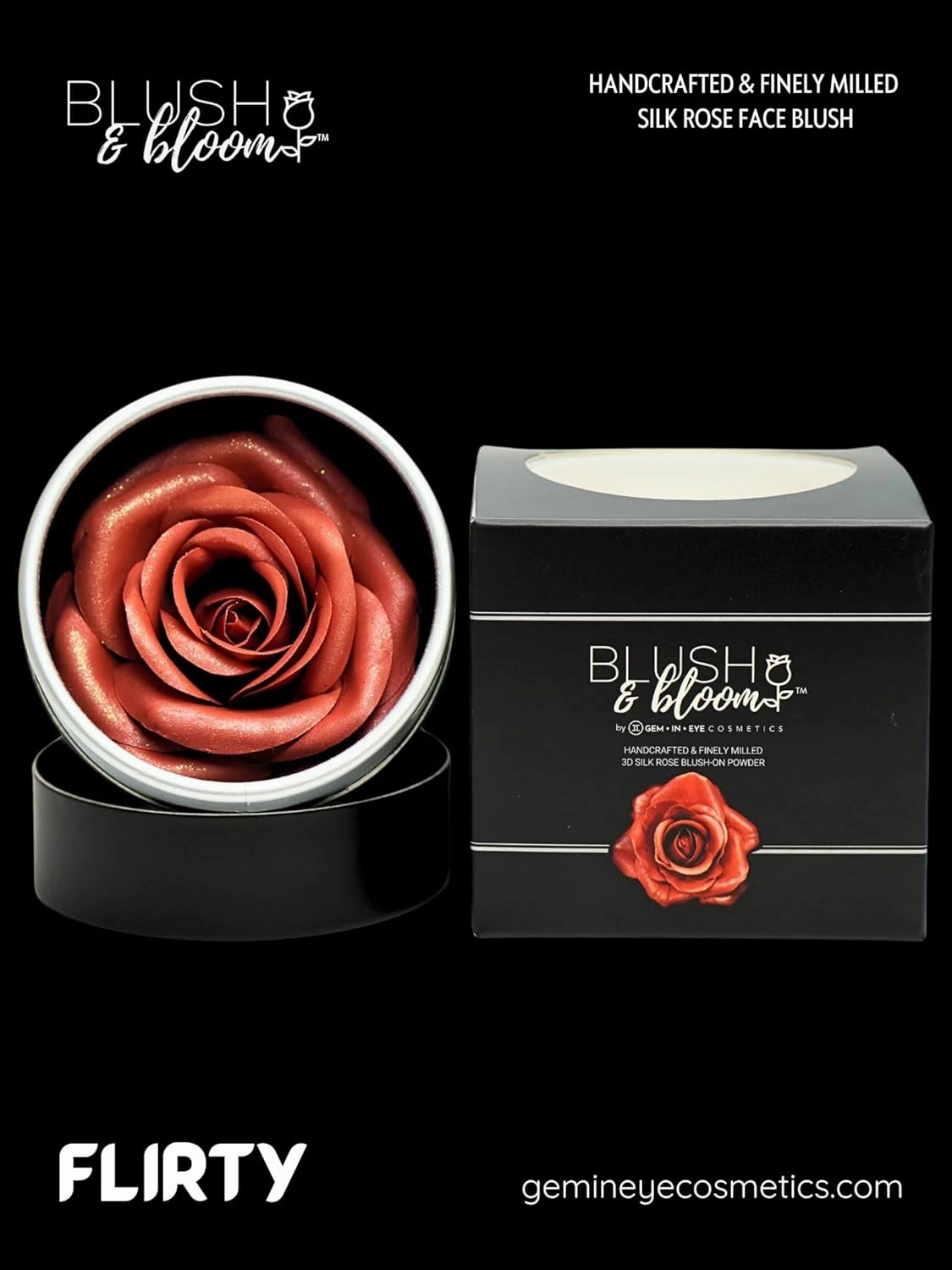 Radiant Roses GEM IN EYE Blush & Bloom Classic Edition 3D Silk Rose Blush-On Powder Rose Makeup Blush