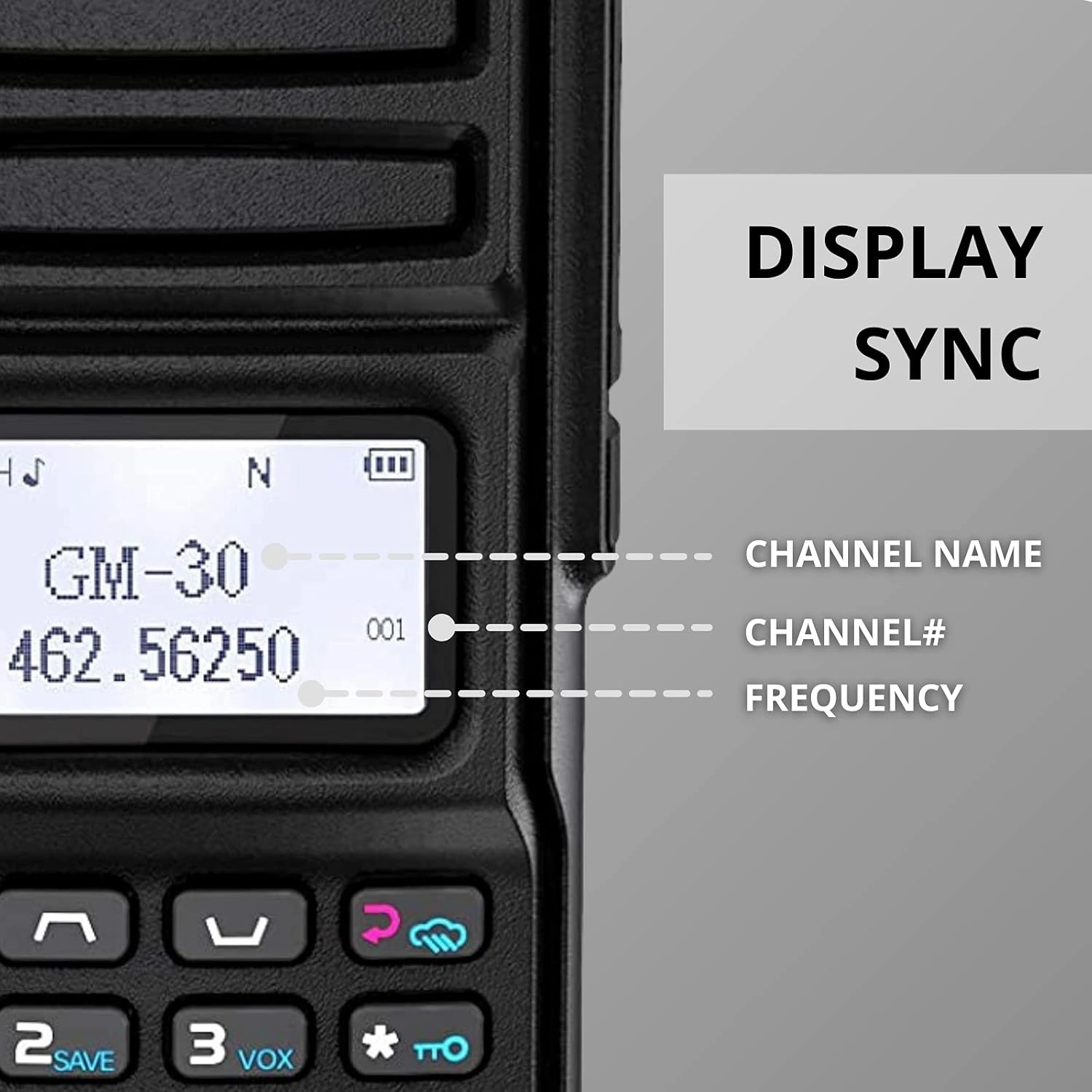 Radioddity GM-30 GMRS Radio Handheld 5W Long Range, GMRS Repeater Capable, 11 NOAA Channels, Display SYNC. Ideal for Off-Road Overlanding. Includes Programming Cable, 15.5” High Gain Antenna, 2 Pack