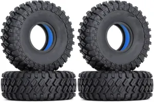 Rc Wheel Rim Tire for Axial for SCX10 90046 for TRX4 Upgrade Parts 1.9" Rubber Wheel Tires with Dual Stage Foam for RC Crawler Car(AX7020-4020B)
