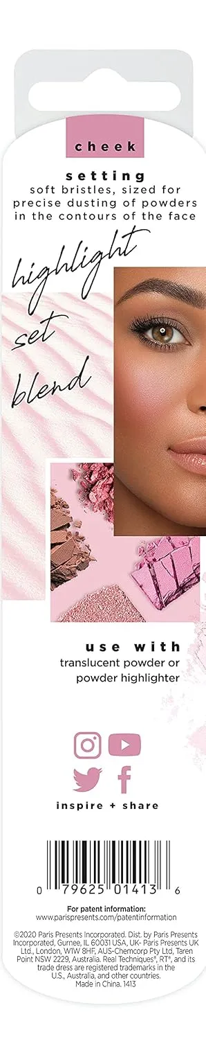 Real Techniques Professional Powder Setting Makeup Brush, Helps Lock in Foundation and Concealer, Pink, (Pack of 4)