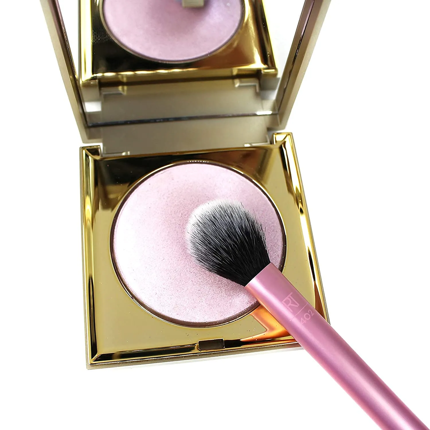 Real Techniques Professional Powder Setting Makeup Brush, Helps Lock in Foundation and Concealer, Pink, (Pack of 4)
